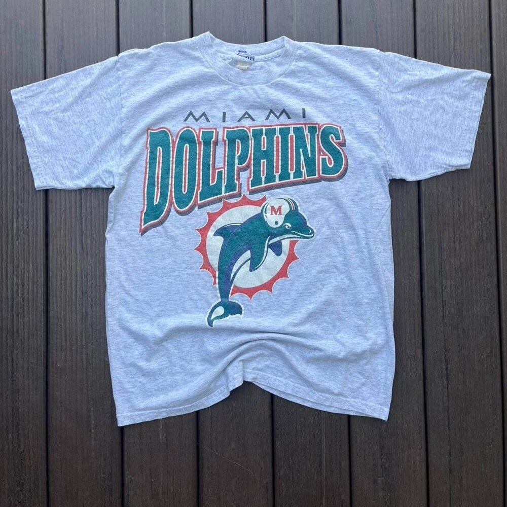 NFL Miami Dolphins logo short sleeve ash color tee shirt